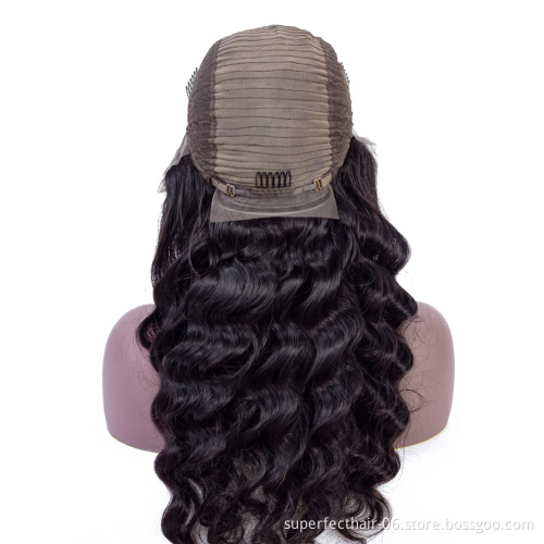 Hot Selling 150% 180% Density Human Hair wig Transparent Lace Front Brazilian Hair with Loose Deep Natural Color Wigs